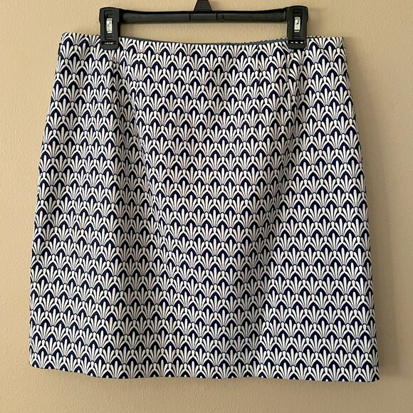 (NWOT) Talbots Art Deco A-Line Skirt Navy and White Size 10 - Picture 3 of 5